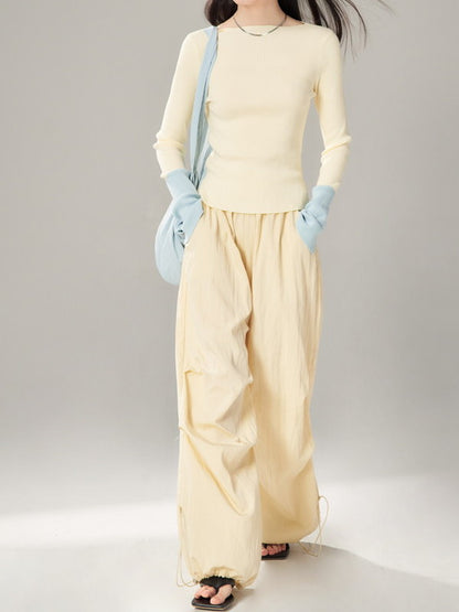 Drawstring Straight Casual Drape Pants