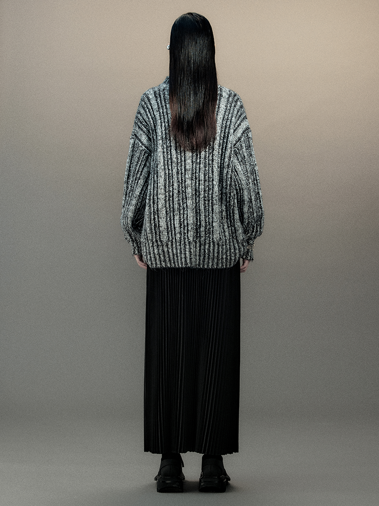 Stripe Loose Retro Oversize Oversize Casual V-Ausschnitt-Strick