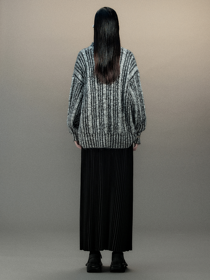 Stripe Loose Retro Oversize Oversize Casual V-Ausschnitt-Strick