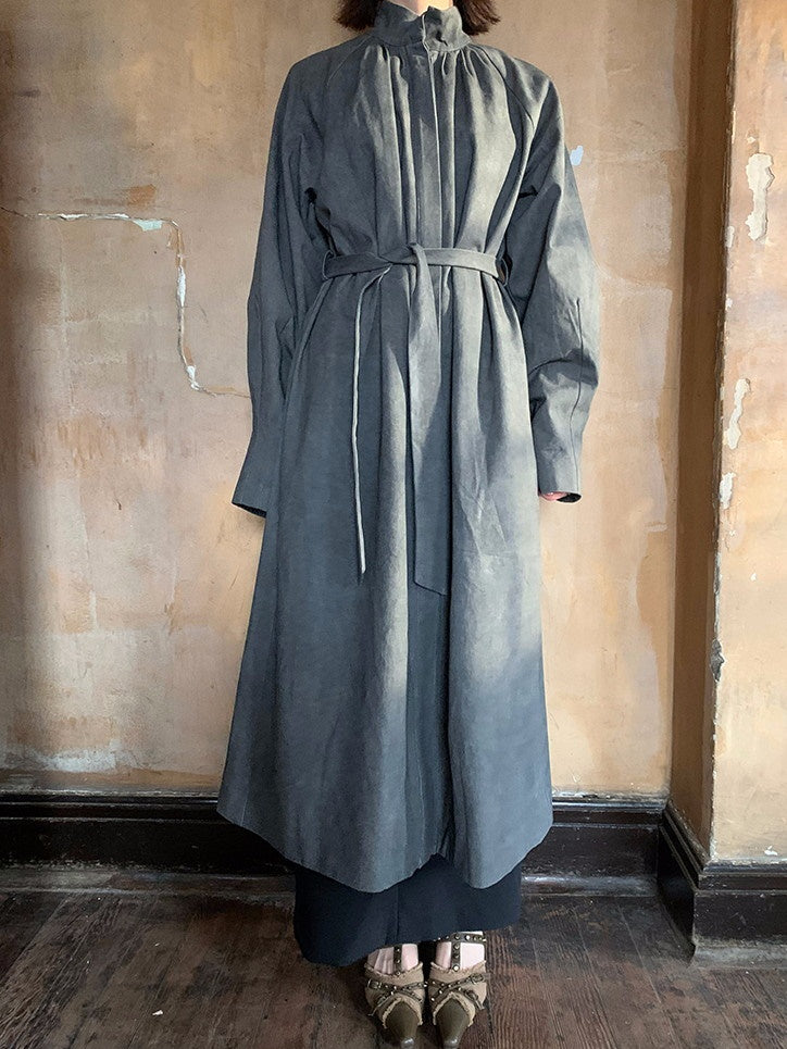 Retro Stando-Collar Chic Long-Coat