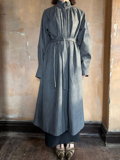 Retro Stando-Collar-Chic Long-Coat