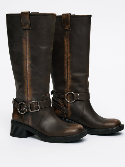 Retro Vintage Round-Toe Jockey-Boots