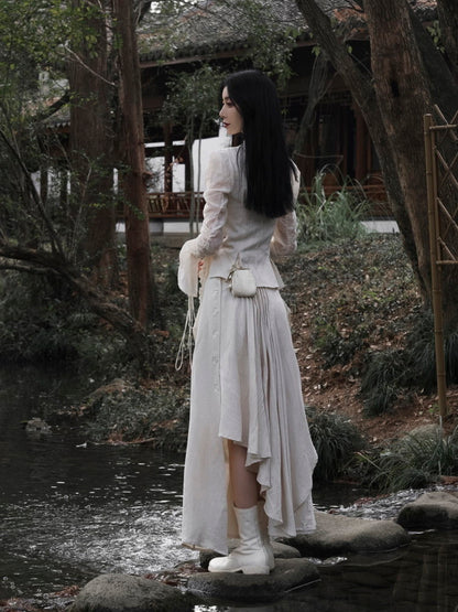 Asymmetry Flower Lace Nichi Long-Skirt