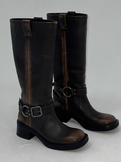 Retro Vintage Round-Toe Jockey-Boots