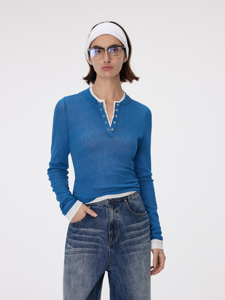 Layered Casual Slim V-Neck Long-Sleeve Thin Knit