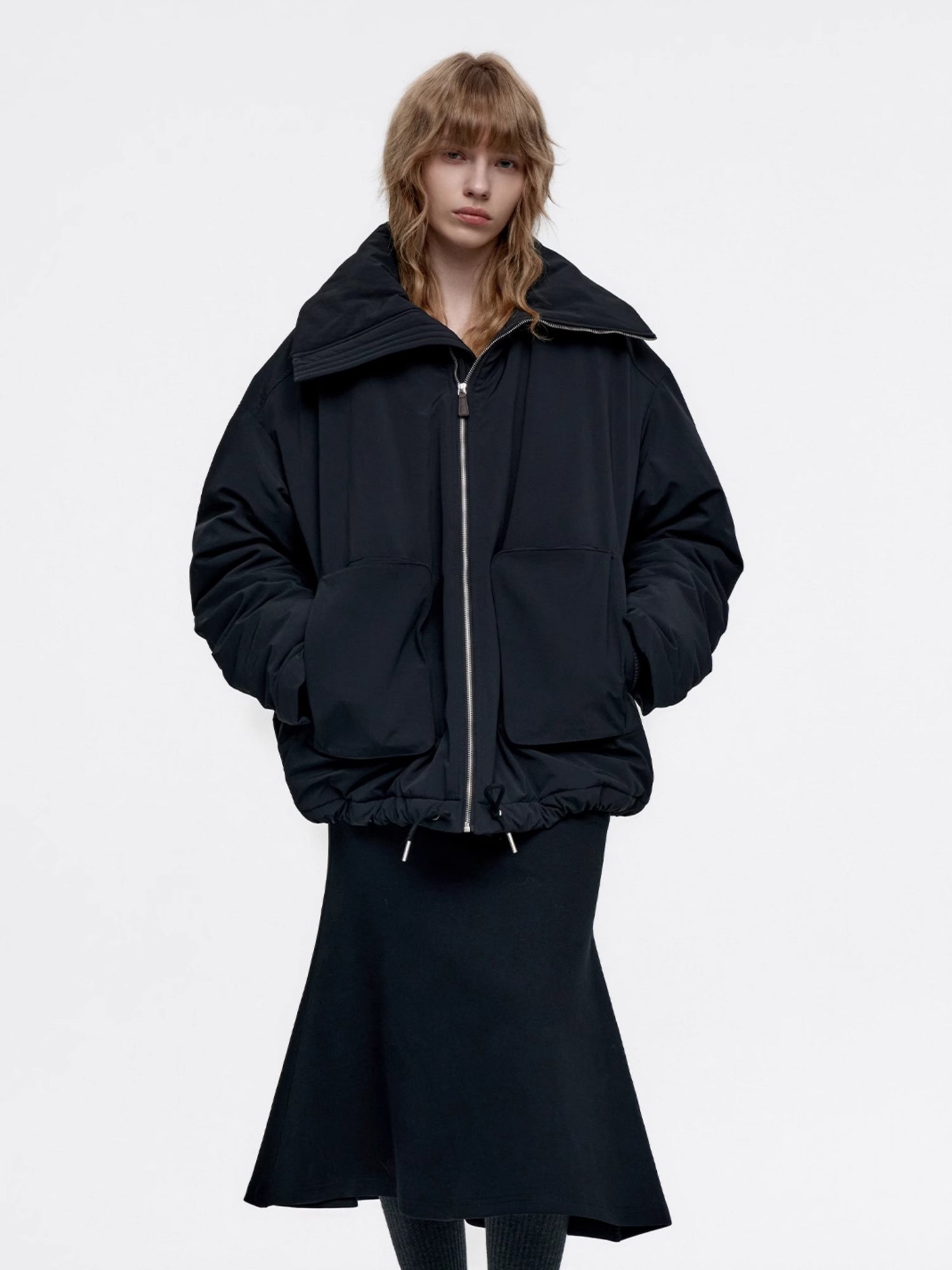 Thick Plain Simple Casual Oversize Big-Pocket Jacket