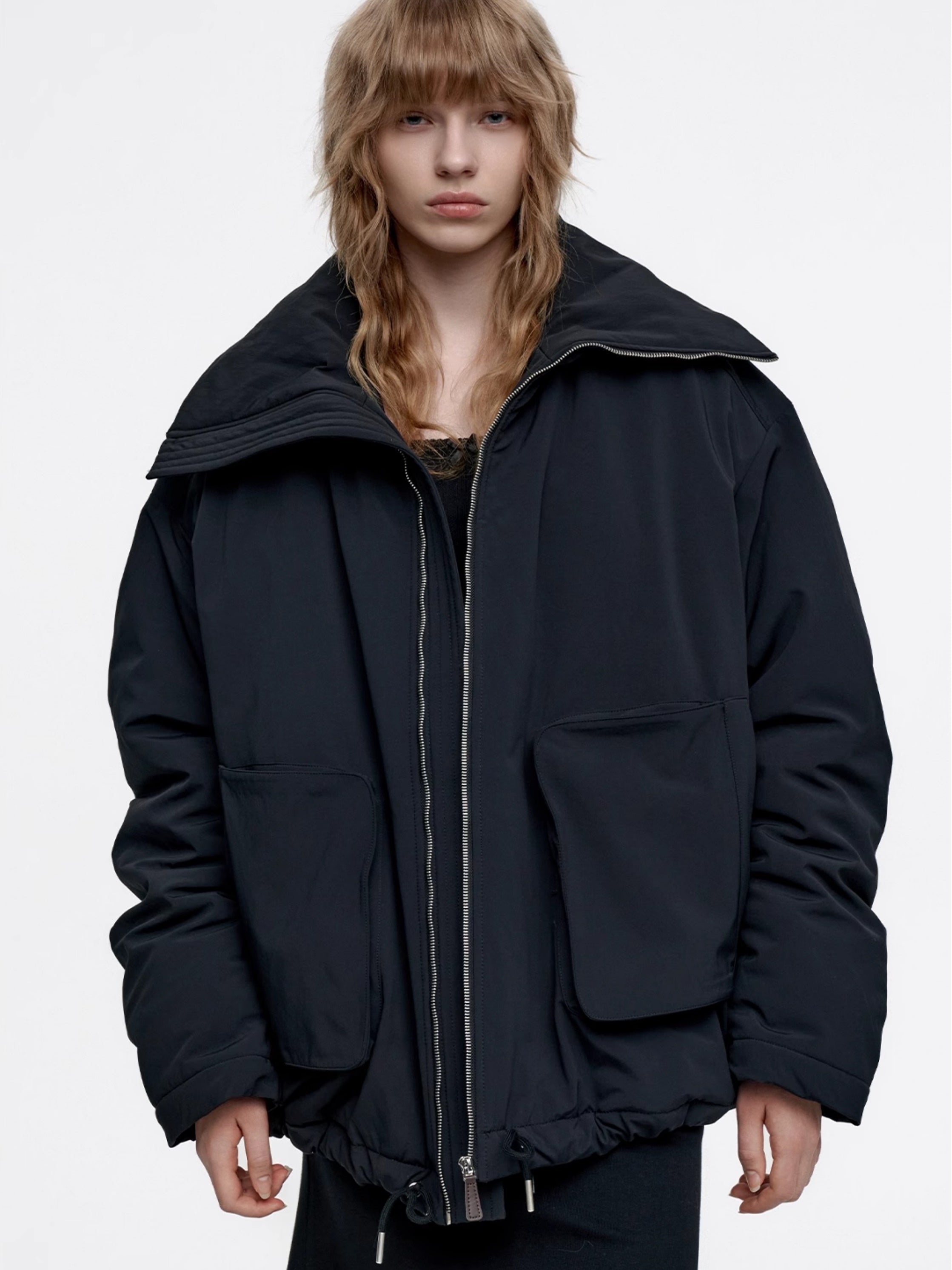 Thick Plain Simple Casual Oversize Big-Pocket Jacket