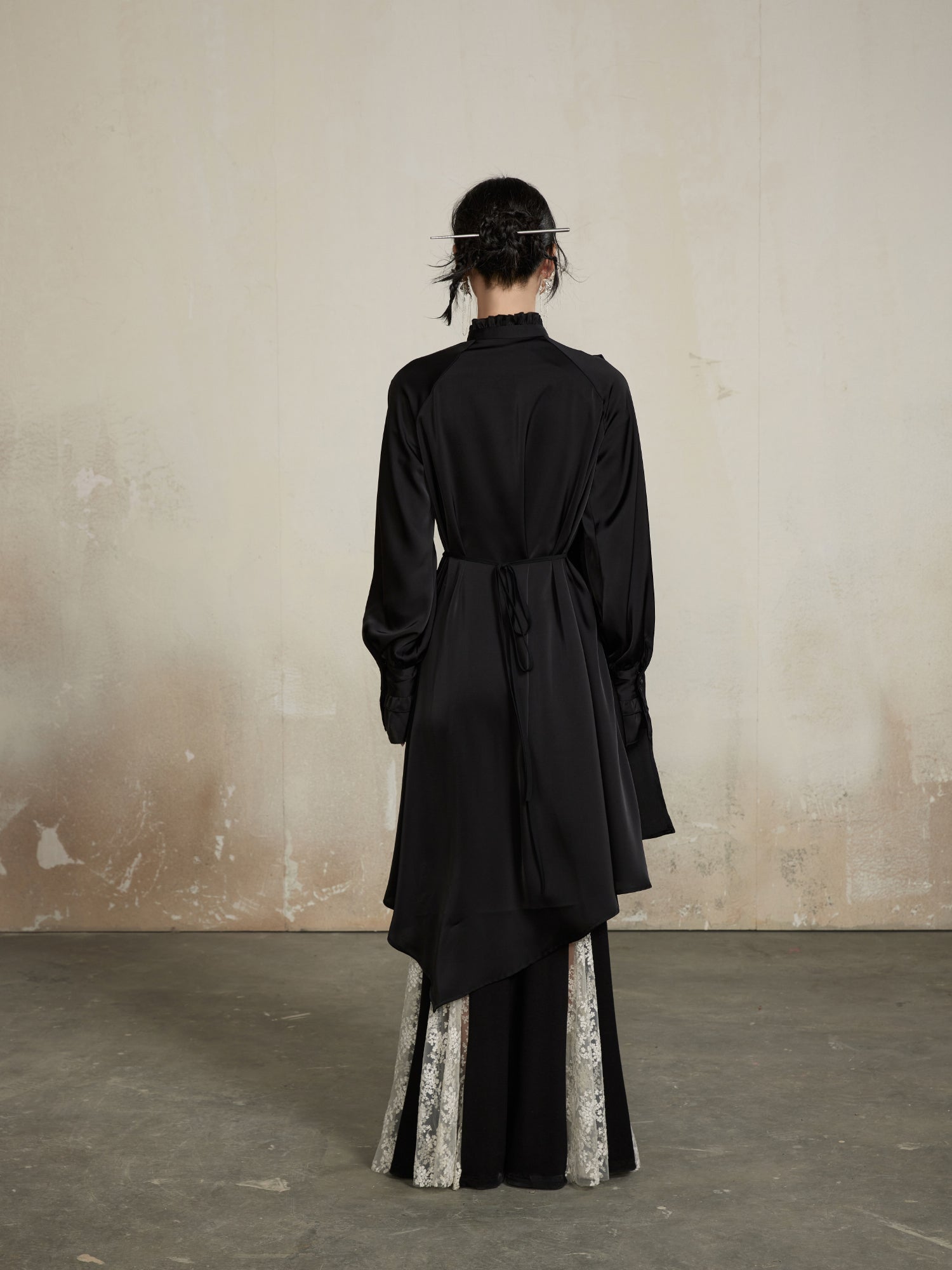 Drape Classy Nichi Oversize Thin Asymmetry Long-Shirt