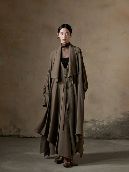 Ovresize Big-Collar Nichi Plain Long-Coat