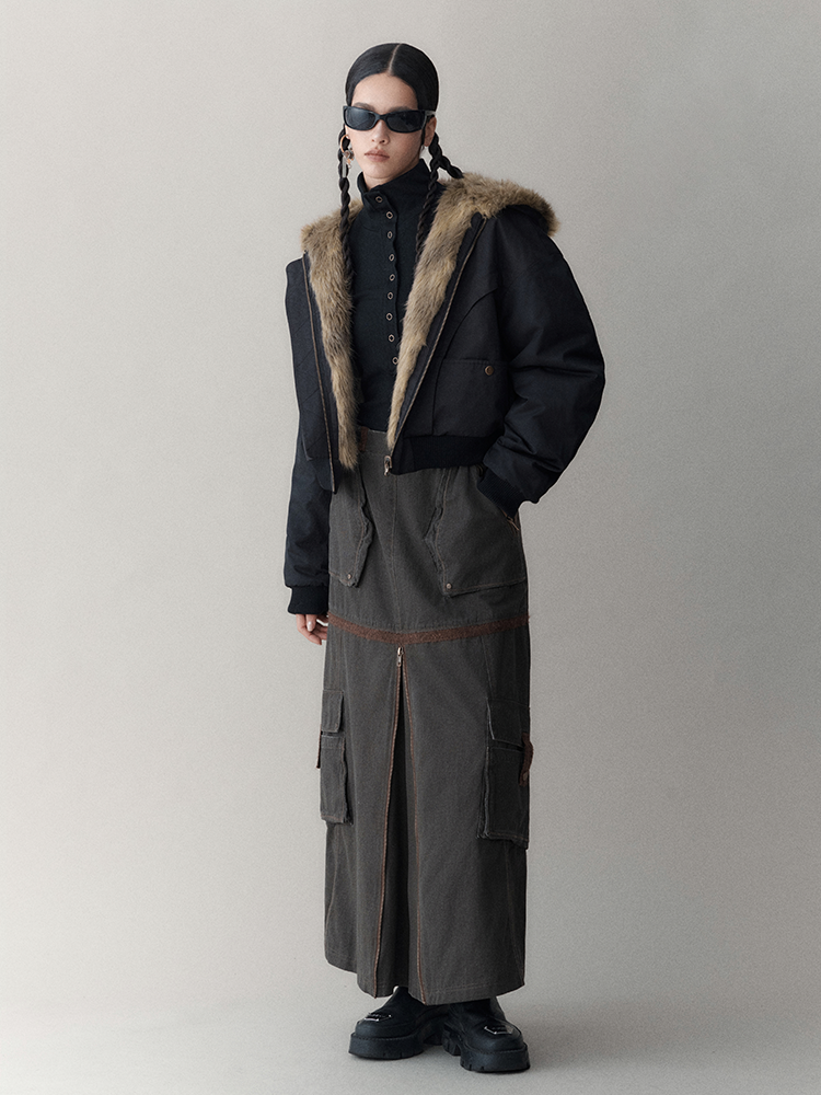 Reversible Luxus flauschig Hoodie High-End Fur-Jacket