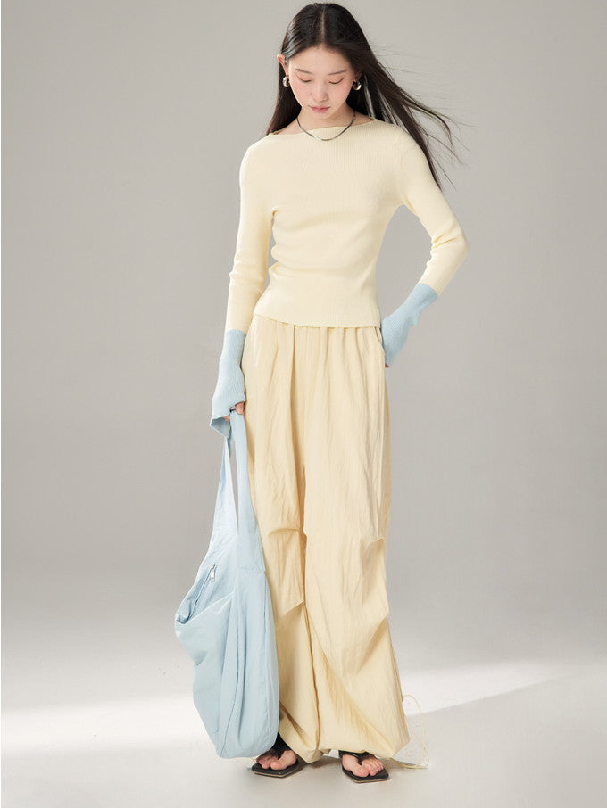 Drawstring Straight Casual Drape Pants