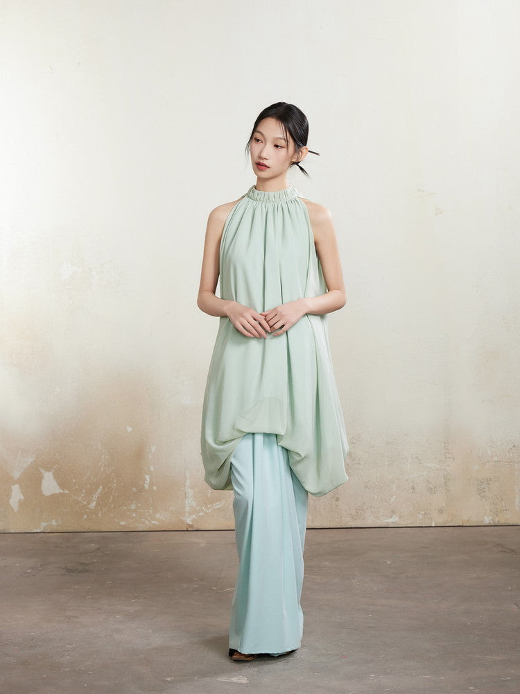 Set-Up Nichi Drape Flare No-Sleeve Gradation Blouse＆Long-Skirt