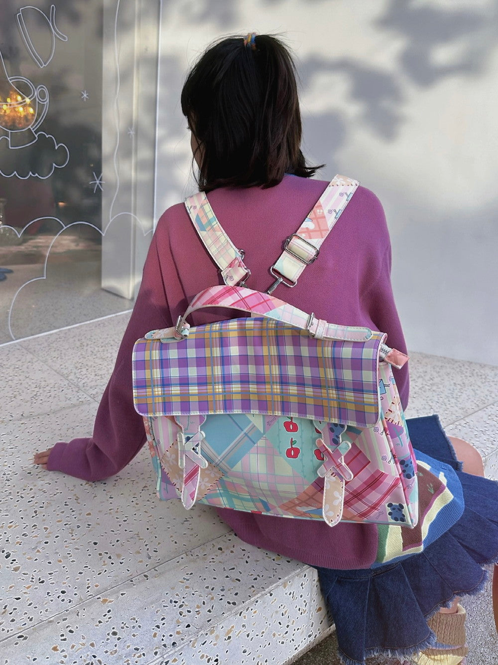 Fancy Checke Patchwork Colorful Cute Bag