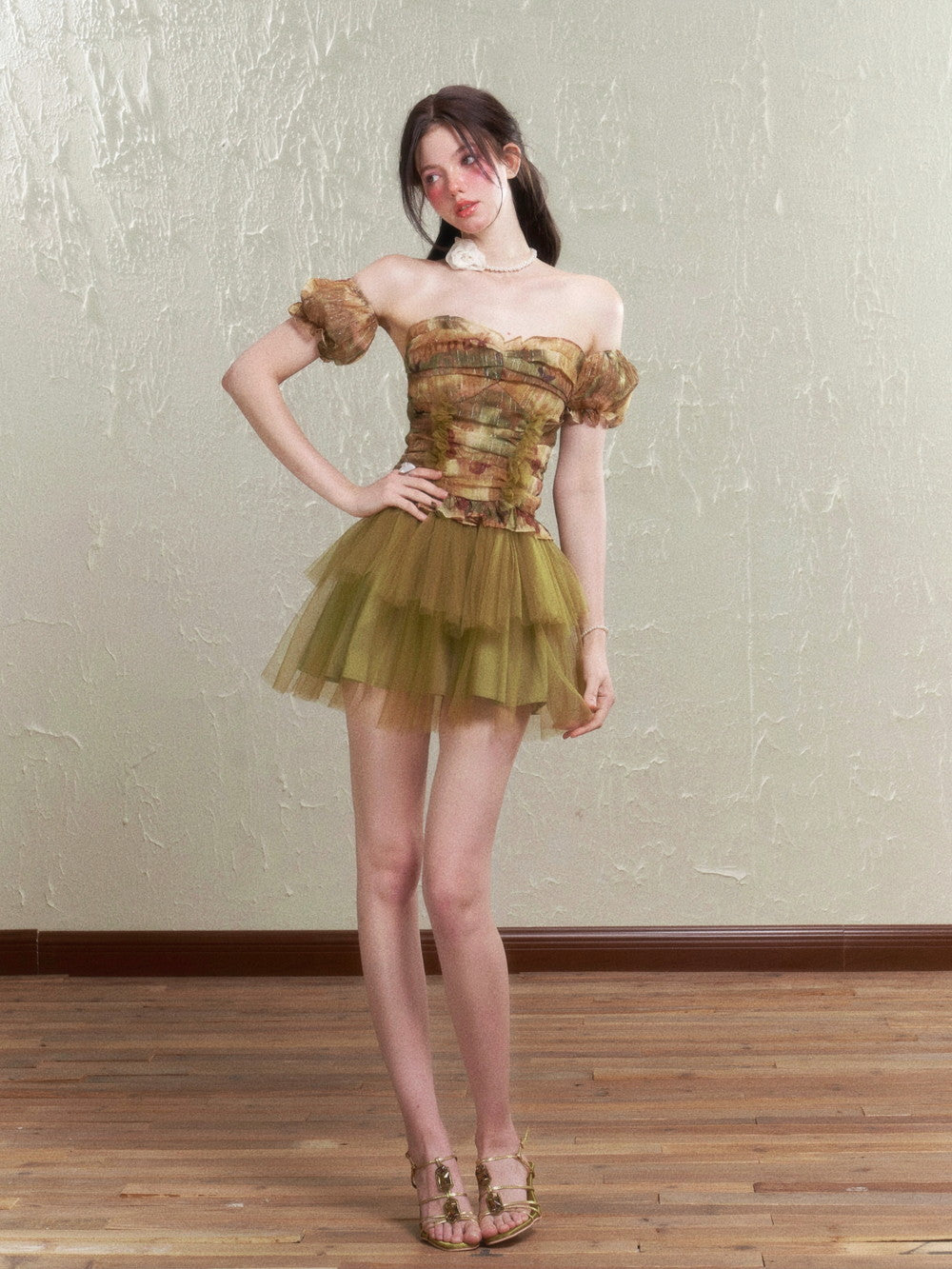 Retro Chic Rose Tulle Frle Tube-top-top-Skirt