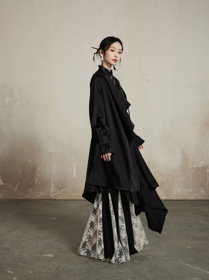 Drape Classy Nichi Oversize Thin Asymmetry Long-Shirt