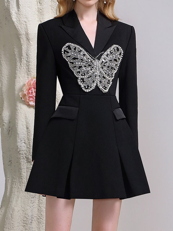Drape flare one piece  <br> -Black-