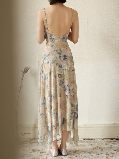 Asymmetry Flower Tight Back-Open Sexy Sweet Elegant Dress