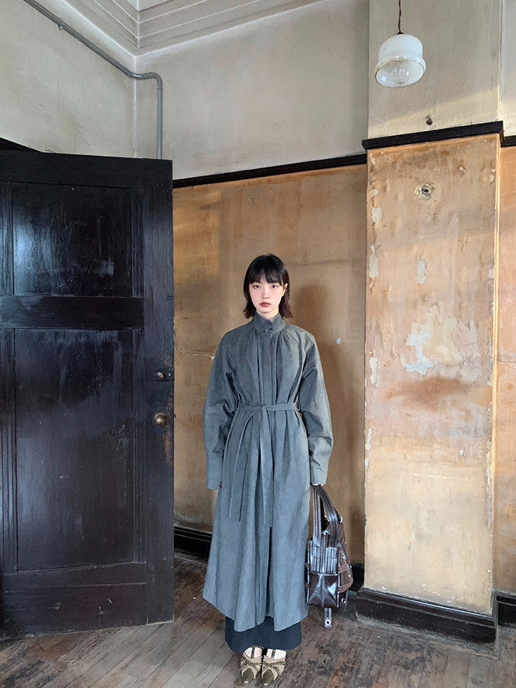 Retro Stando-Collar Chic Long-Coat