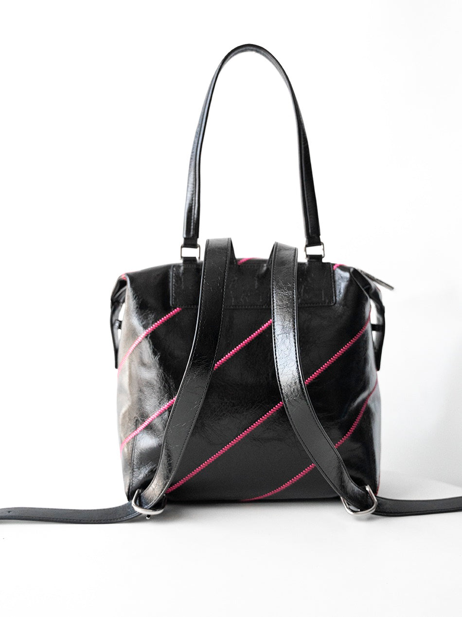 2Way Leather Stripe Large Backpack