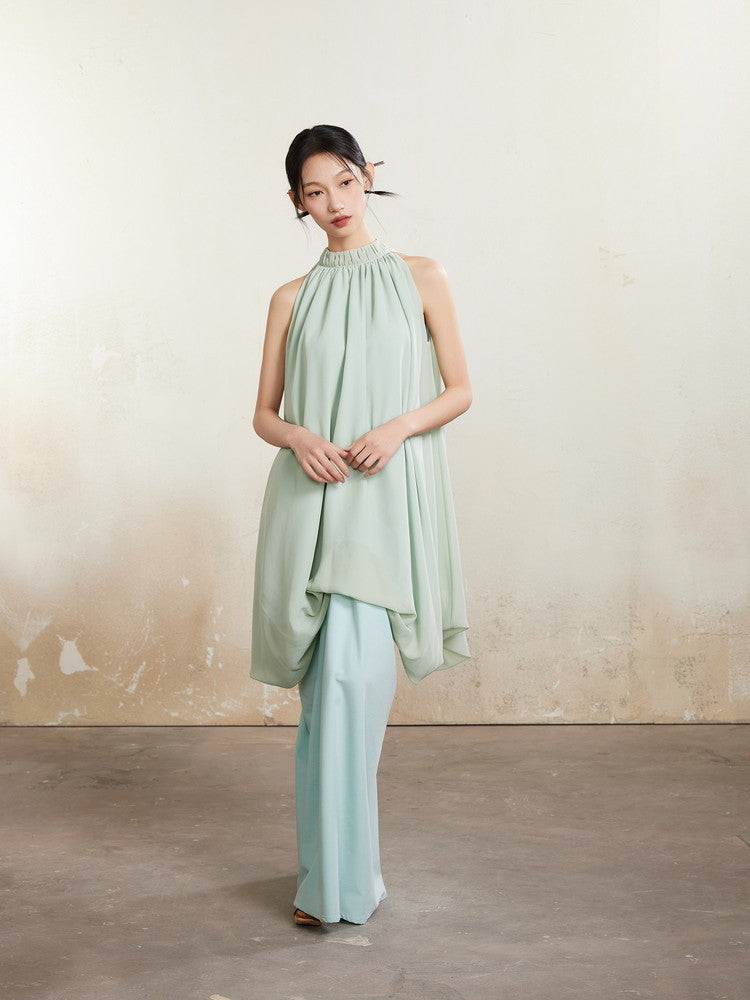 Set-Up Nichi Drape Flare No-Sleeve Gradation Blouse＆Long-Skirt