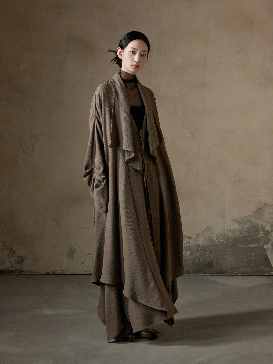 Ovresize Big-Collar Nichi Plain Long-Coat