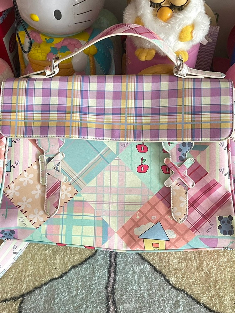 Fancy chèque patchwork coloré sac mignon