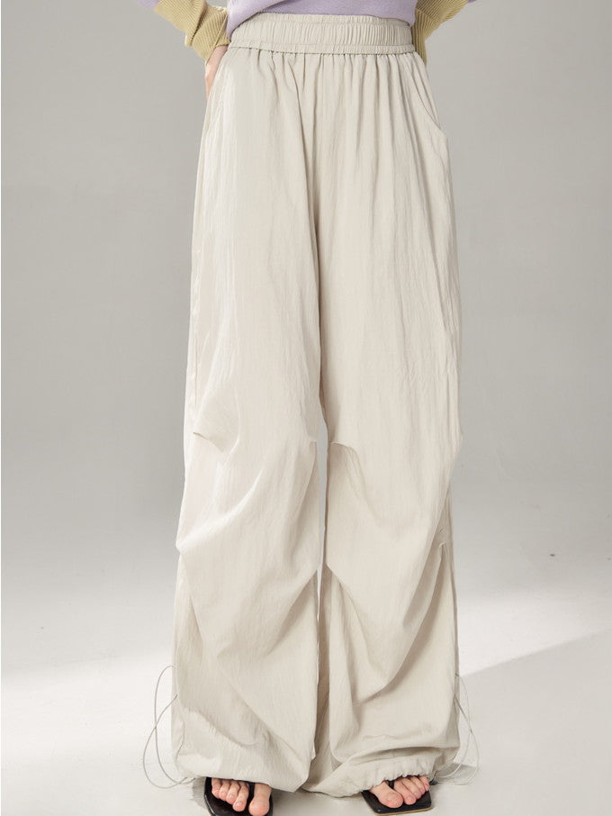 Drawstring Straight Casual Drape Pants