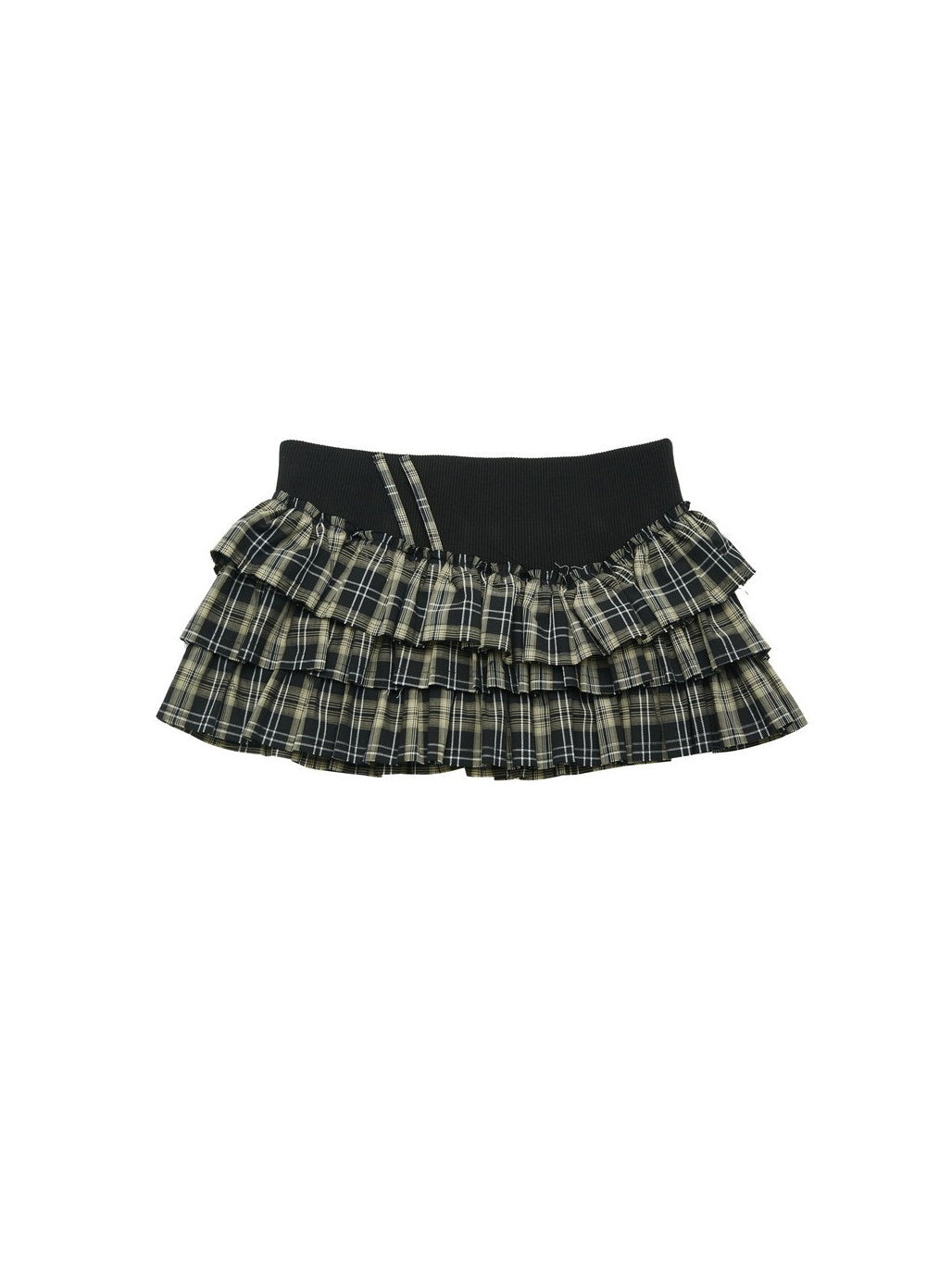 Checked Frill Tiered Fluffily Flare Bare-Top