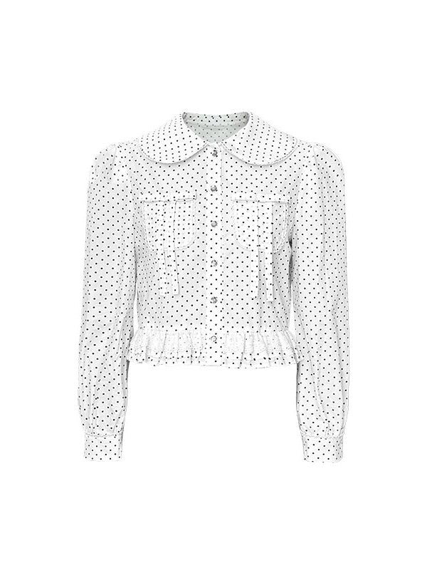 Dot Lace Girly Retro Round-Collar Bouse