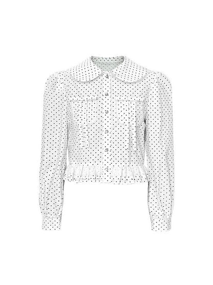 Dot Lace Girly Retro Round-Collar Bouse