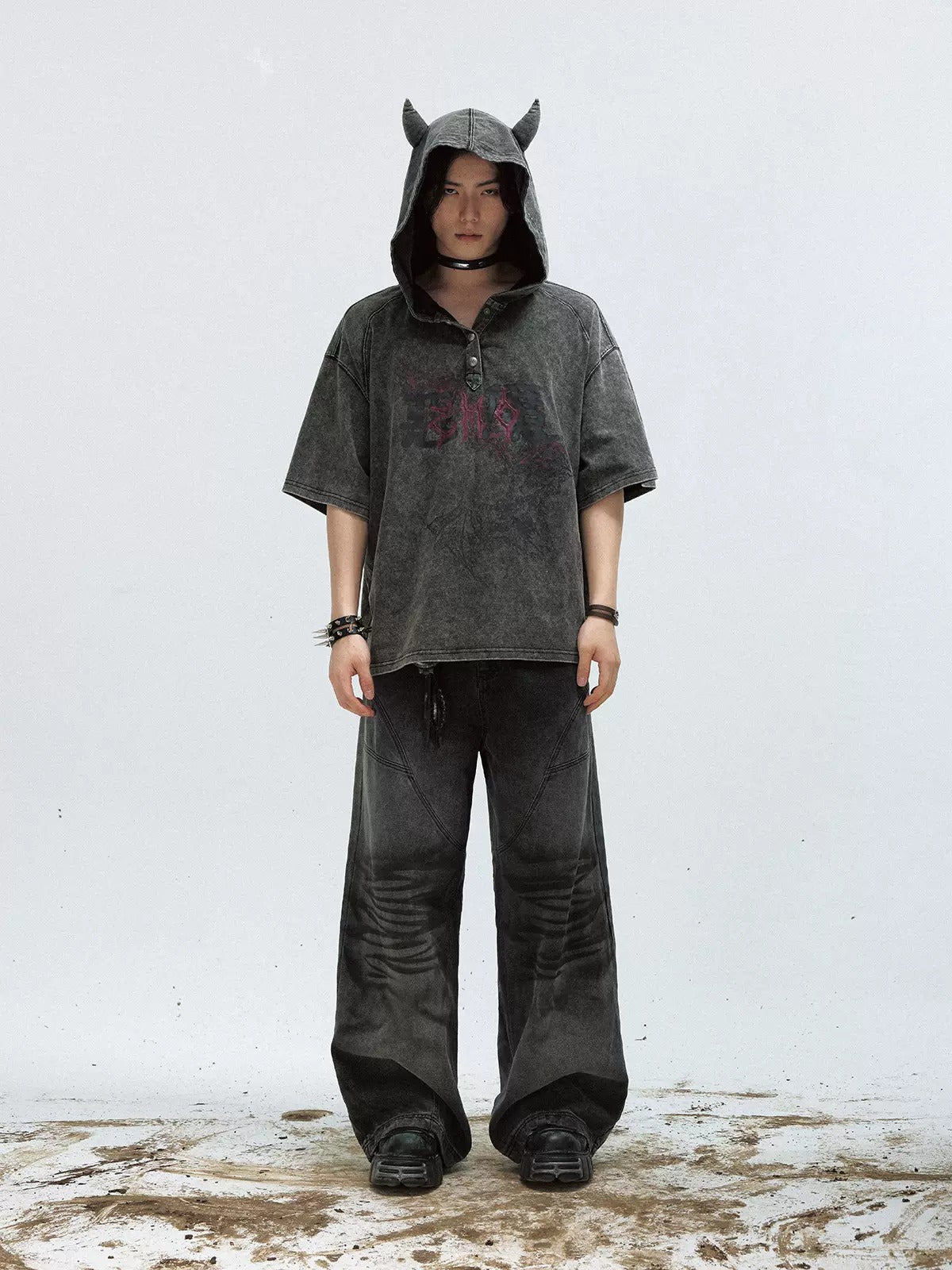 Devil Old Washed Hooded T-shirt