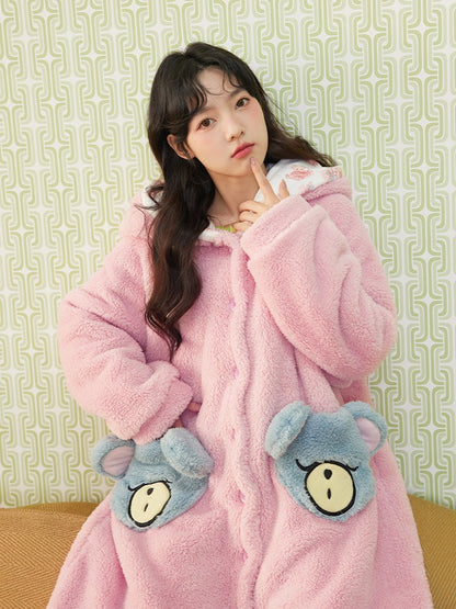 BoA Hooded Long One-piece Pajamas