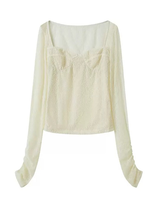 Square Neck Lace Bottoming Shirt