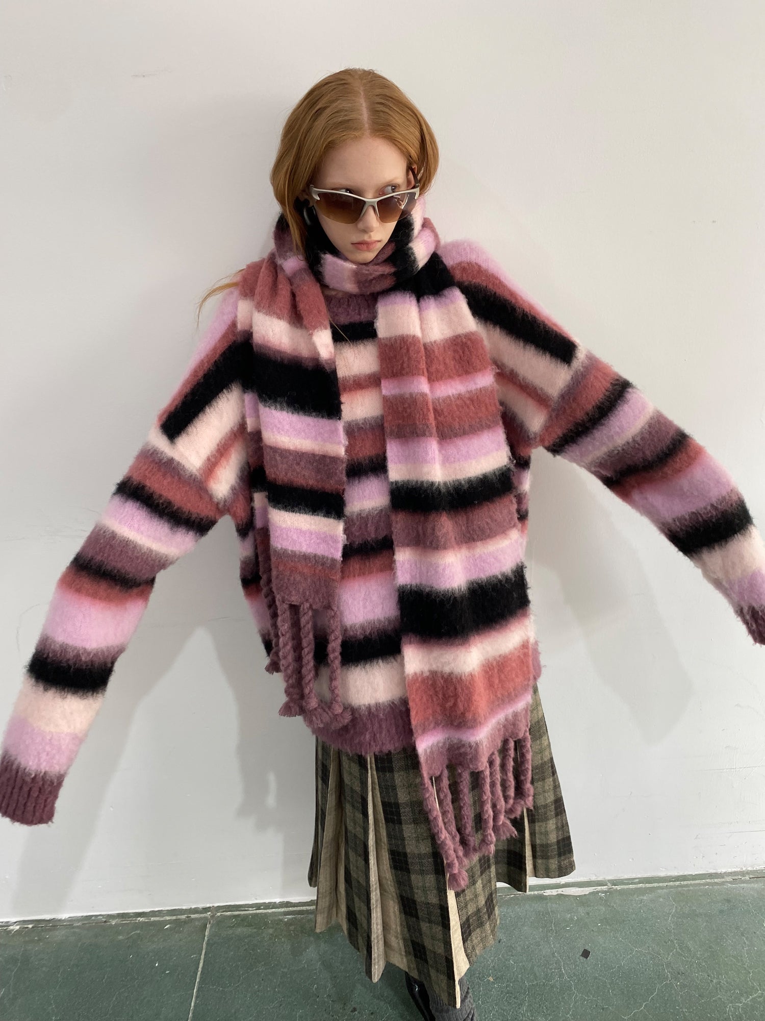 Unisex Border Wool Fluffily Casual Muffler