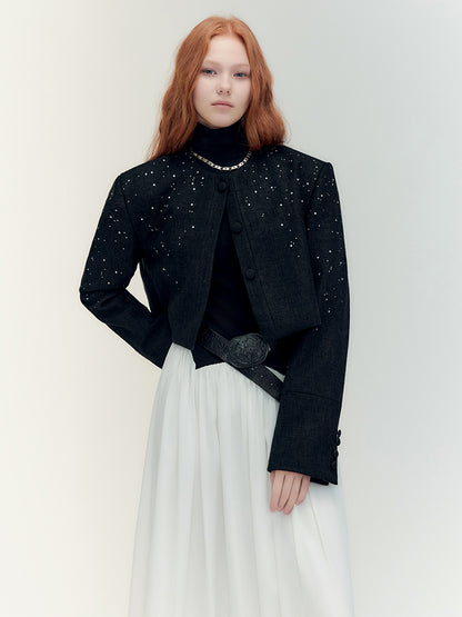 Bijou Rhinestone Classy Nichi Elegant Jacket＆Mini-Skirt