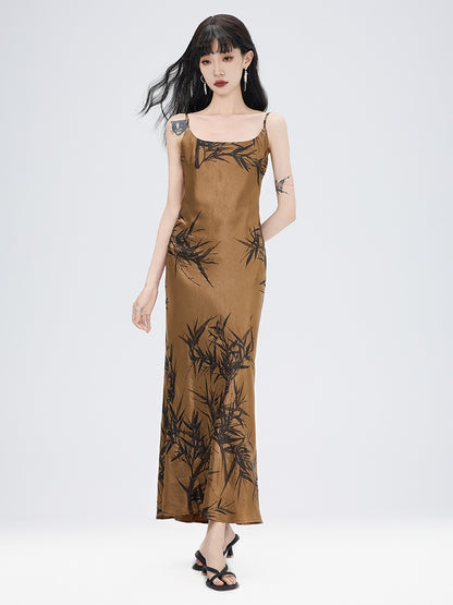 China Bamboo Watercolor Camisole Chic Long Dress