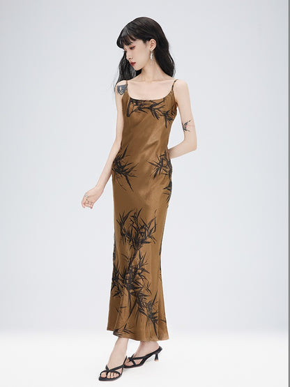 China Bamboo Watercolor Camisole Chic Long Dress