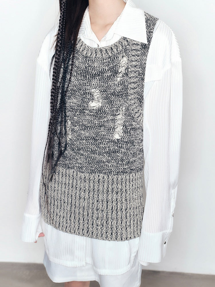 4Type Knit Casual Loose Chic Vest＆Cardigan