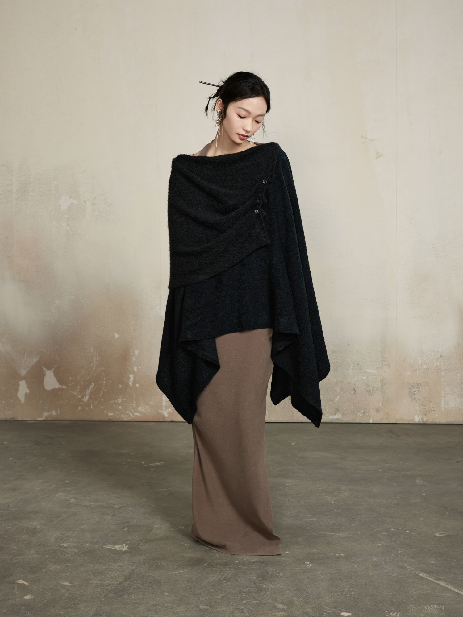 Asymmetrie edel lose Ovresize -Drape -Oberteile