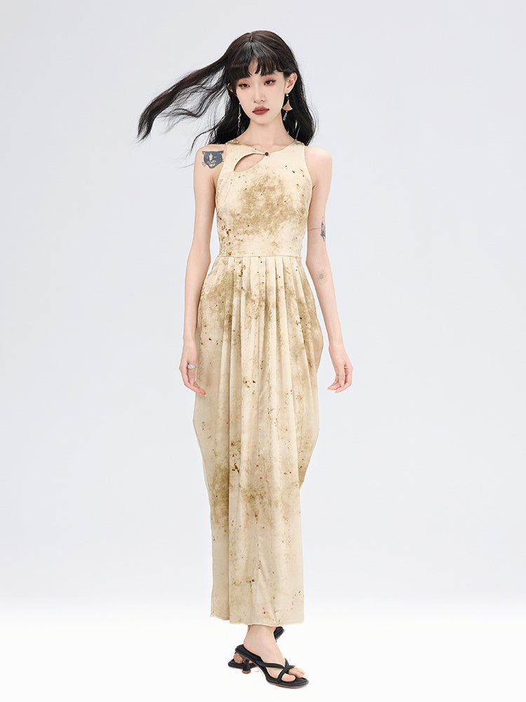 China Asymmetry Drape Nichi Long Nichi Dress