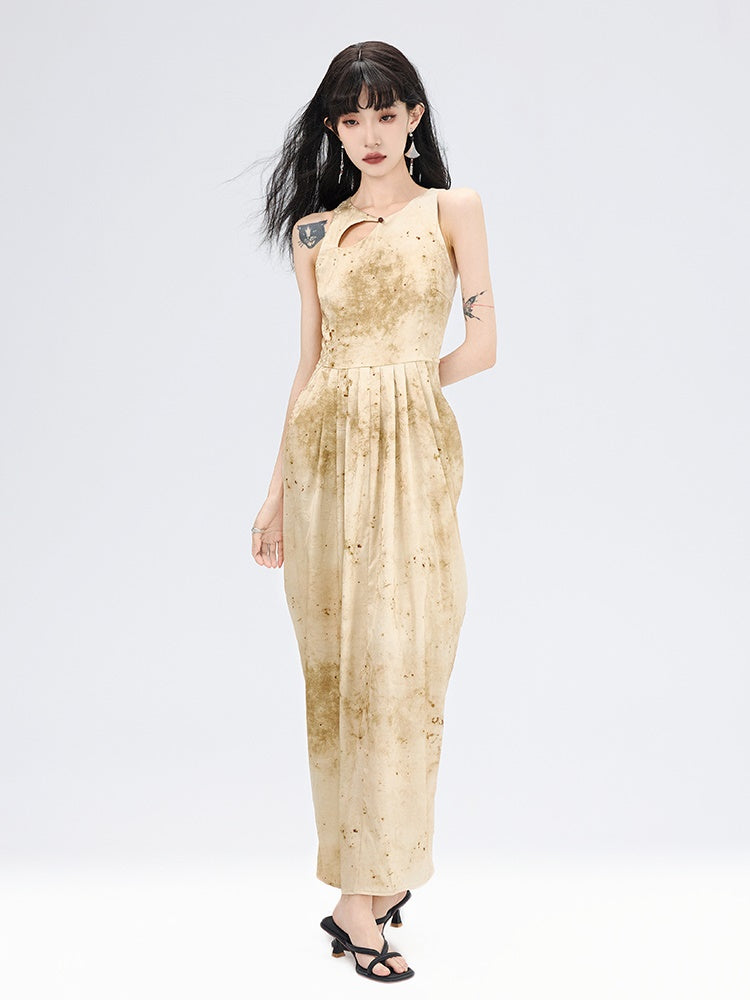 China Asymmetry Drape Nichi Long Nichi Dress