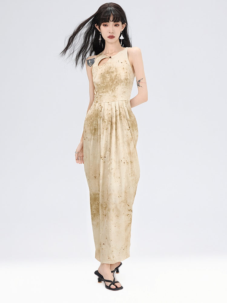 China Asymmetry Drape Nichi Long Nichi Dress