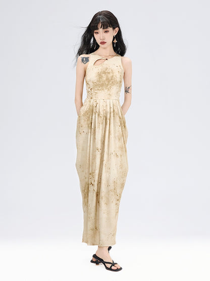 China Asymmetry Drape Nichi Long Nichi Dress