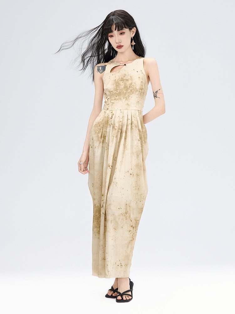 China Asymmetry Drape Nichi Long Nichi Dress