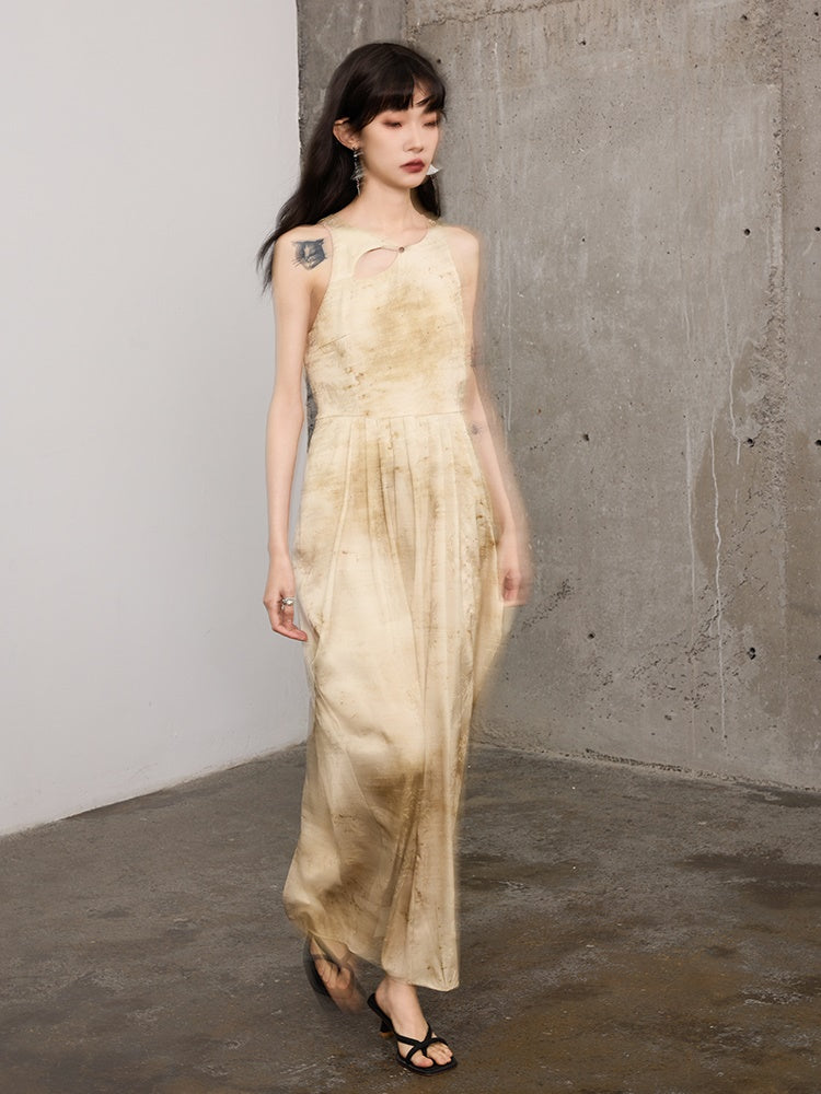 China Asymmetry Drape Nichi Long Nichi Dress