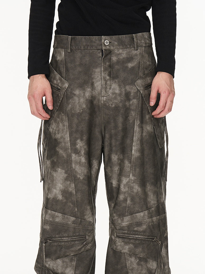 Speckte Zip -Leder -Nichi -Hosen