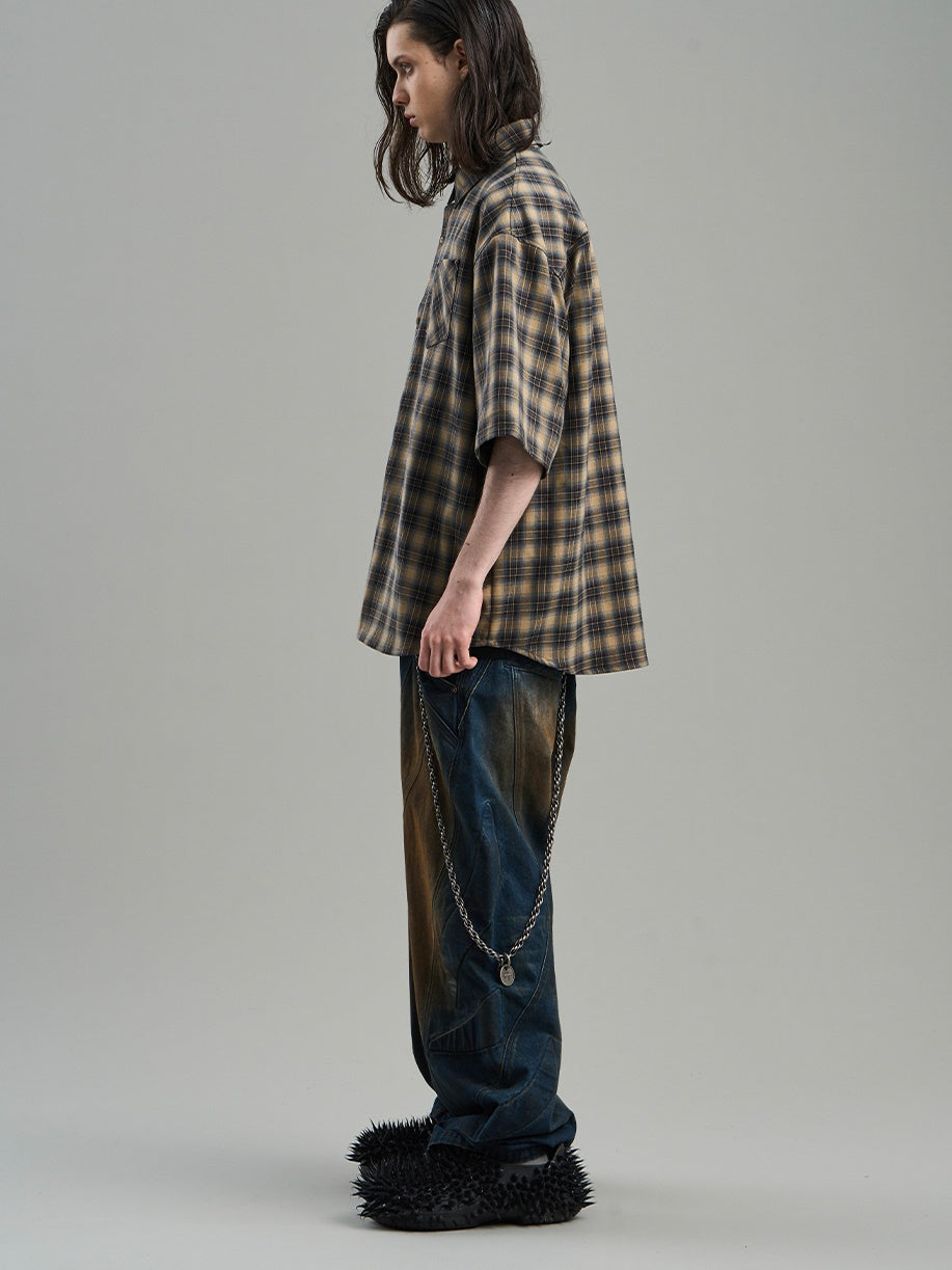 Checked Casual Loose Oversize Flannel-Shirt – ARCANA ARCHIVE