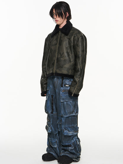 Leather Camouflage Nichi Jacket Blouson