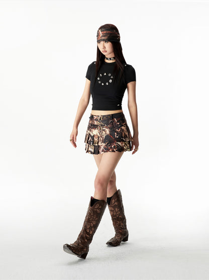 Modern Nichi Box-Pleats Mini-Skirt