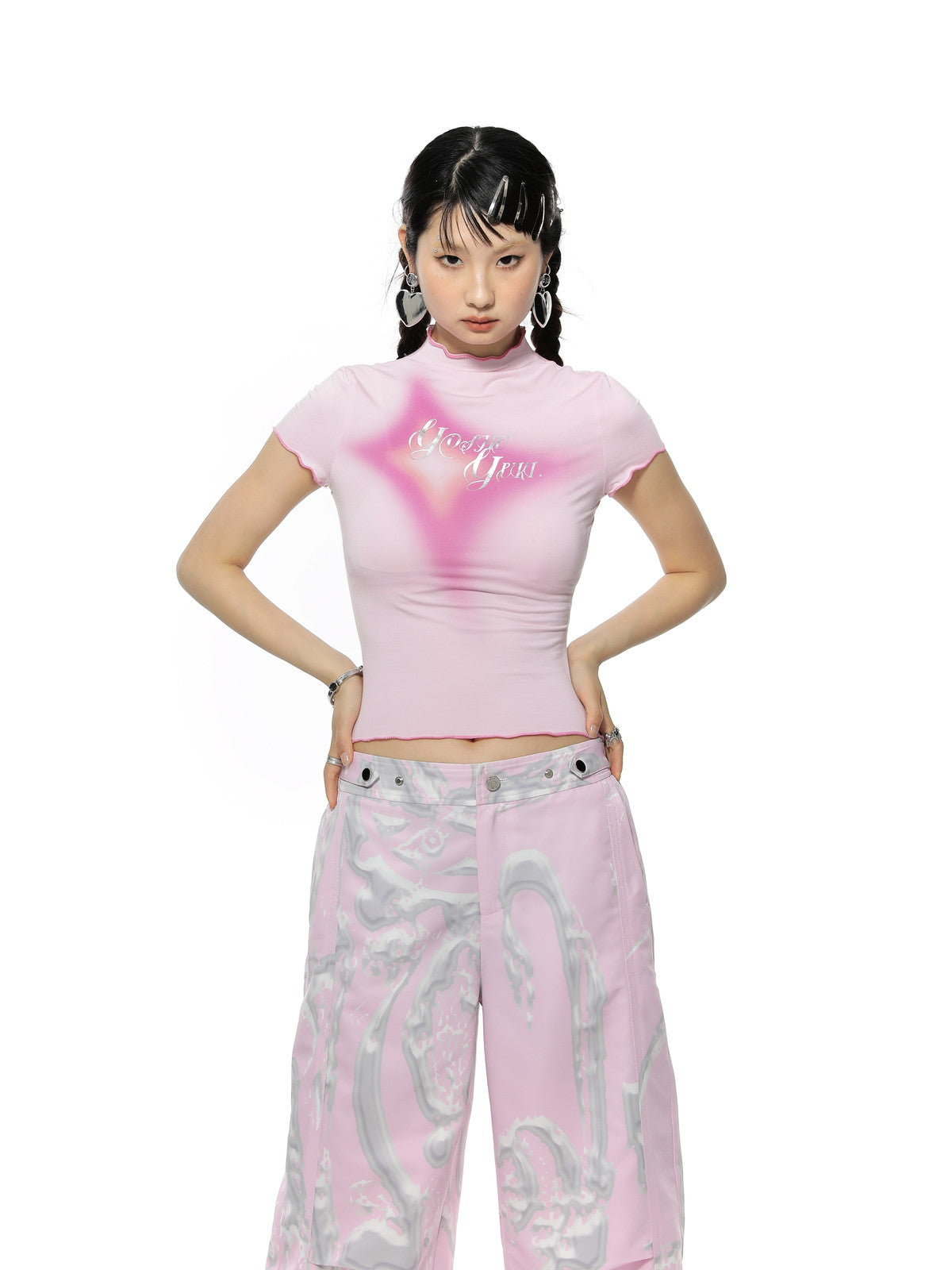 Mellow Cute Spray Slim Cropped T-shirt